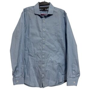 Express Men's Modern Fit Blue LS Button Up Shirt Shirt Size Large